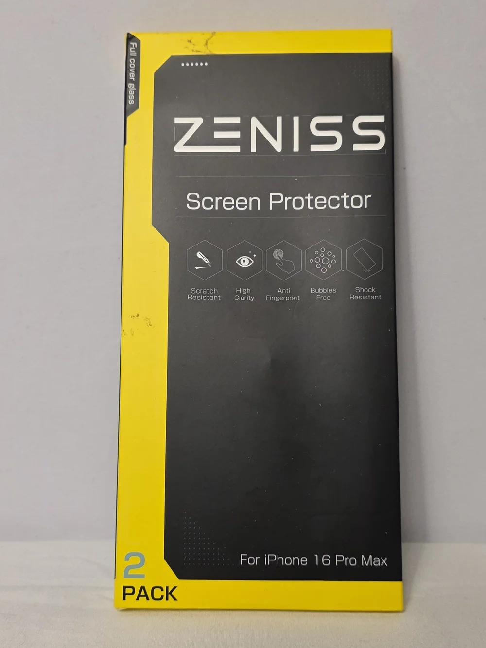 Screen Protector for iPhone 16 Pro Max - Black/Yellow (2 Pack)